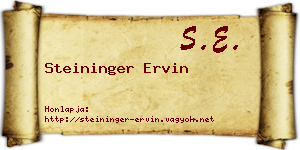 Steininger Ervin névjegykártya